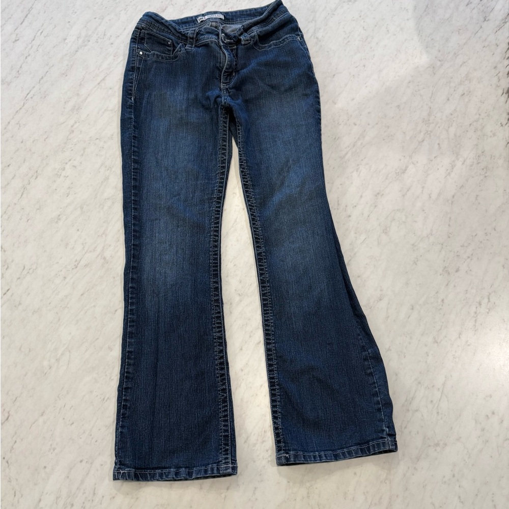 Chic Blue Flare Wide Leg Jeans with Stretch
